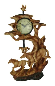 Scratch & Dent Trail Rider Cowboy and Horse Carved Wood Look Sculptural Clock - Picture 1 of 4