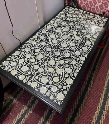 Exquisite Marble Inlay Table Top - 84" x 42" Handcrafted Design - Image 1 of 4