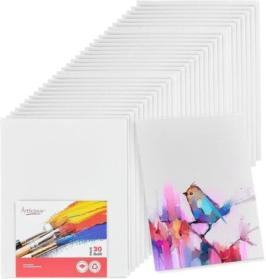 Pack of 30 Canvases for Painting 8 x 10 Inch 100% COTTON Blank White Canvas - Image 1 of 4