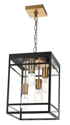 Large Outdoor Pendant Light Fixture for Porch 4E26 Pendant Light Black Brass - Image 1 of 4