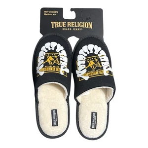 True Religion Marke Logo Jeans Herren Hausschuhe Größe Medium oder Größe 9-10 Neu - Bild 1 von 6