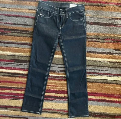 Diesel Liv Jeans Womens Size 24 Dark Blue Lowrise Tapered Stretch Thick Stitch  - Image 1 of 4