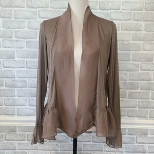 Piazza Del Tempio Italy Seidenmischung Strickjacke Rüschen braun Fee feminin NEU Lg - Bild 1 von 6