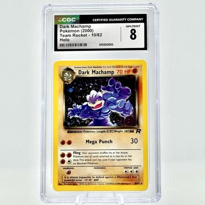 Dark Machamp 10/82 NM/MINT CGC 8 Holo Rare Team Rocket 2000 Vintage Pokemon TCG - Image 1 of 2