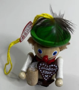 Vintage 3" Steinbach Oktoberfest Holz Weihnachtsschmuck Handarbeit Deutschland Bier Neu mit Etikett - Bild 1 von 12