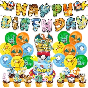 Pokemon Pikachu Balloons Happy Birthday Party Banner Cake Toppers Decoration ◮ - Picture 1 of 5