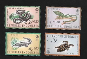 4 estampillas de reptiles de Indonesia Scott B203-B206 1966 MNH - Imagen 1 de 1