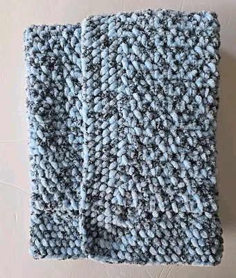 Nueva manta para bebé hecha a mano suave chenilla azul tweed 30x30 pulgadas Foto 1 de 4