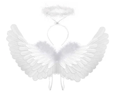 Disfraz de Ángel Alas y Halo Set para Niñas Niños Halloween Navidad Blanco Foto 1 de 4