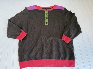 Boden Cashmere Angora Henley maglione donna maglione colorblock US 14 UK 16 943 - Foto 1 di 3