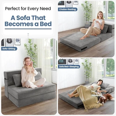 Трансформируемый складной диван кровать спальное кресло с пушистой подушкой складной матрас - Изображение 1 из 4