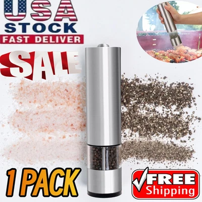 1 Pack Electric Salt Pepper Grinder Mill Shakers Adjustable Stainless Steel USA - Image 1 of 4