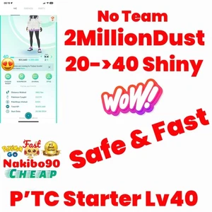 Pokémon P’TC Go✨Lv40✨️20+ Shiny✨️2 MillionDust✨️No Team✨️Safe✨️Read  - Picture 1 of 1