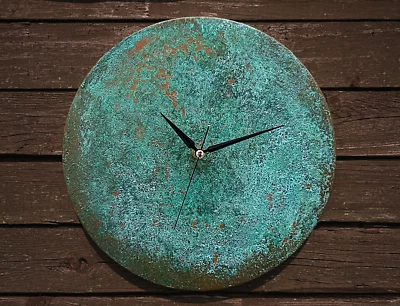 Reloj de Pared Moderno Mediados de Siglo Turquesa Cobre Metal Art Deco Arte de Pared Decoración Foto 1 de 4