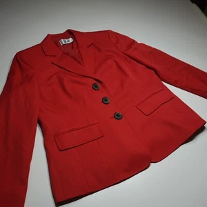 Le Suit Blazer Jacket Size 12 Red Formal Business 3 Button Tailored Fully Lined - Picture 1 of 16