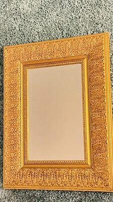 Espejo biselado de colección/25” x 19” tallado dorado con marco espejo diseño trigo pesado Foto 1 de 4