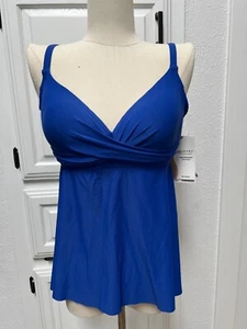 MSRP $92 Coco Reef Contours Diamond Underwire Wrap Tankini Top Blue - Picture 1 of 12