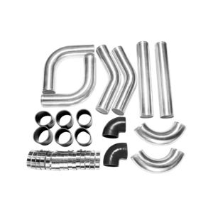 Auturbo Universal DIY 3" 8PC FMIC Intercooler Aluminum Piping Kit Black Hoses - Picture 1 of 1