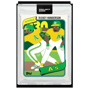 Carta Topps PROJECT 2020 326 - 1980 Rickey Henderson di Keith Shore (con scatola) IN MANO - Foto 1 di 3