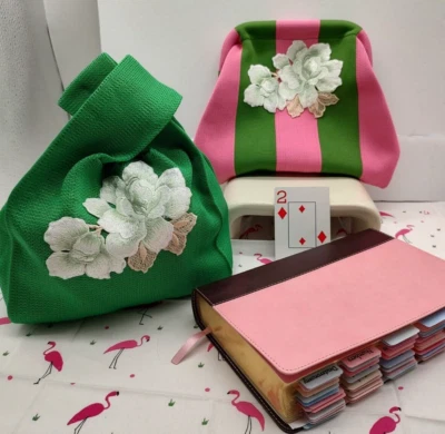 OOAK Clutch Handbag Purse Pink Green Sm Tote Bible Carry Bag Flower App  (2-d) - Image 1 of 4