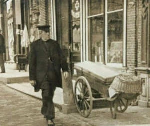 Vintage Photograph Early 1900s UK Street Scene Man Walking Cart Pharmacy Shops - Picture 1 of 4