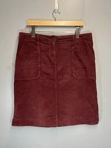 TOAST Corduroy Skirt Size 14 Burgundy Chore Knee Length Utility OAS Pocket - Picture 1 of 14