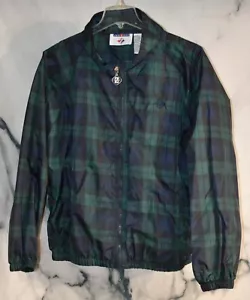 Giacca a vento JERZEES verde blu nero plaid colletto XL elastico in vita polsino - Foto 1 di 5