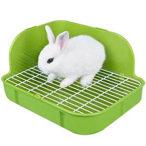 Rabbit Litter Box Toilet, Plastic Square Cage Box Potty Trainer Corner Litter... - Picture 1 of 7