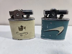 Lot Of 2 Vintage Working Cigarette Advertising Omega Lighters 6988/32 - Picture 1 of 9