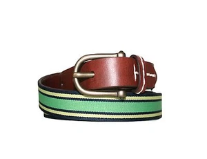 Sperry Womens Leather Navy/Green Striped Belt Size XL - Picture 1 of 3