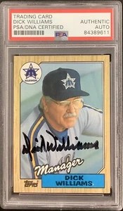 Dick Williams Signed 1987 Topps #418 Baseball Card Mariner Autograph HOF PSA/DNA - Picture 1 of 2