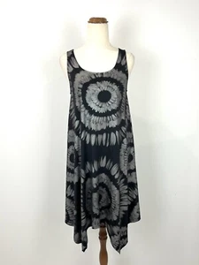 Charlie Brown Womens Dress 10 M Black Shiny Silver Tie Dye Circle Flowy 90s Y2K - Foto 1 di 8