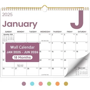 Wall Calendar 18 Monthly Wall Calendar from January 2025 June 2026 11.5"x14.7" - Picture 1 of 7