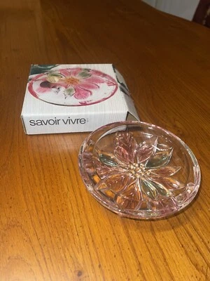 Plato de caramelo floral rosa espíritu navideño Savoir Vivre Crystal Holiday Spirit de Japón Foto 1 de 4