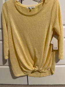 NW Lynn Ryan Womens  S, L-3XL Twisted Ft Shirt Yellow 3/4 Sleeve Sweater TX227 - Picture 1 of 4