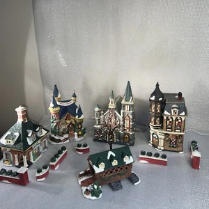 O'Well Christmas Village Buildings Coffee Shop, Drug Store,Church& Santa shop - Picture 1 of 16