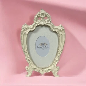 Bilderrahmen Antikstil Weiß Shabby Dutch Style Oval Passepartout 26cm - Bild 1 von 7