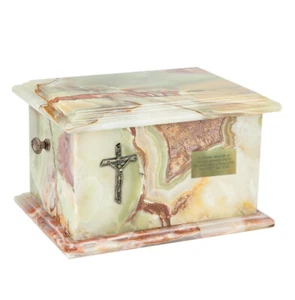 Stone Casket Natural  Onyx Cremation Ashes Urn For Adult Memorial Casket - Picture 1 of 8