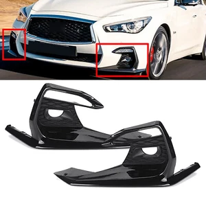 For 2018-2020 Infiniti Q50 Sport Upgrade Black Fog Light Cover Bezels Left+Right - Picture 1 of 12