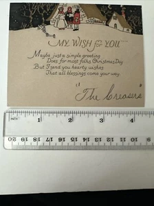Tarjeta de Navidad Art Deco vintage - Villancicos cantando en la nieve por la noche - Imagen 1 de 2