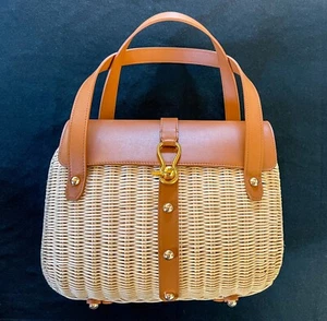 Ines de la Fressange "Desire Handbag" Paris; Leather & Rattan; Handcrafted; LE - Picture 1 of 16