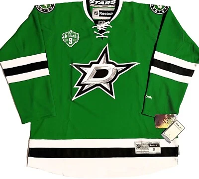 NWT-SM DALLAS STARS W/ MIKE MODANO RETIREMENT #9 PATCH REEBOK NHL HOCKEY JERSEY - Image 1 of 4