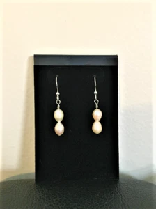 Kleine Pfirsich Perle Hänger Haken Ohrringe Perlen klein versilbert USA Handarbeit - Bild 1 von 3