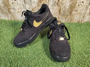 Nike Air Force 1 Low Black Fabric Gold Teens Women's Trainers Size 4 UK 36.5 EU - Picture 1 of 10