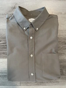 Club Monaco Slim Fit Striped Dark Khaki Button Down 100% Cotton Men’s XL - Picture 1 of 15