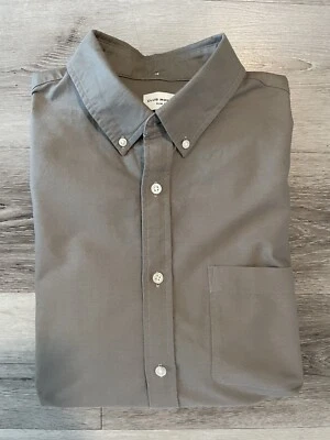 Club Monaco Slim Fit Striped Dark Khaki Button Down 100% Cotton Men’s XL - Image 1 of 4