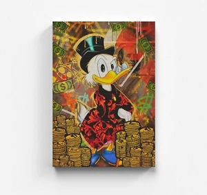 Quadro su tela Pop Art Duck Paperino denaro immagini tela di alta qualità immagine Dagobert - Foto 1 di 6