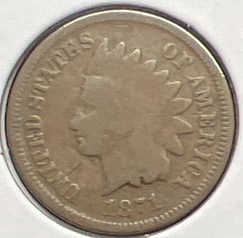 1871 BETTER DATE INDIAN HEAD CENT GRADES GOOD..ACTUAL COIN #C12927 Cover