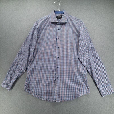 Camisa Nordstrom Para Hombres 16 Ajuste Azul Rojo Cuadros Algodón Sin Planchar Manga Larga Foto 1 de 4