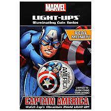 MARVEL LIGHT-UPS CAPTAIN AMERICA ACTUAL MONEY=50cents IN FIJI VERY LOW MINTAGE!